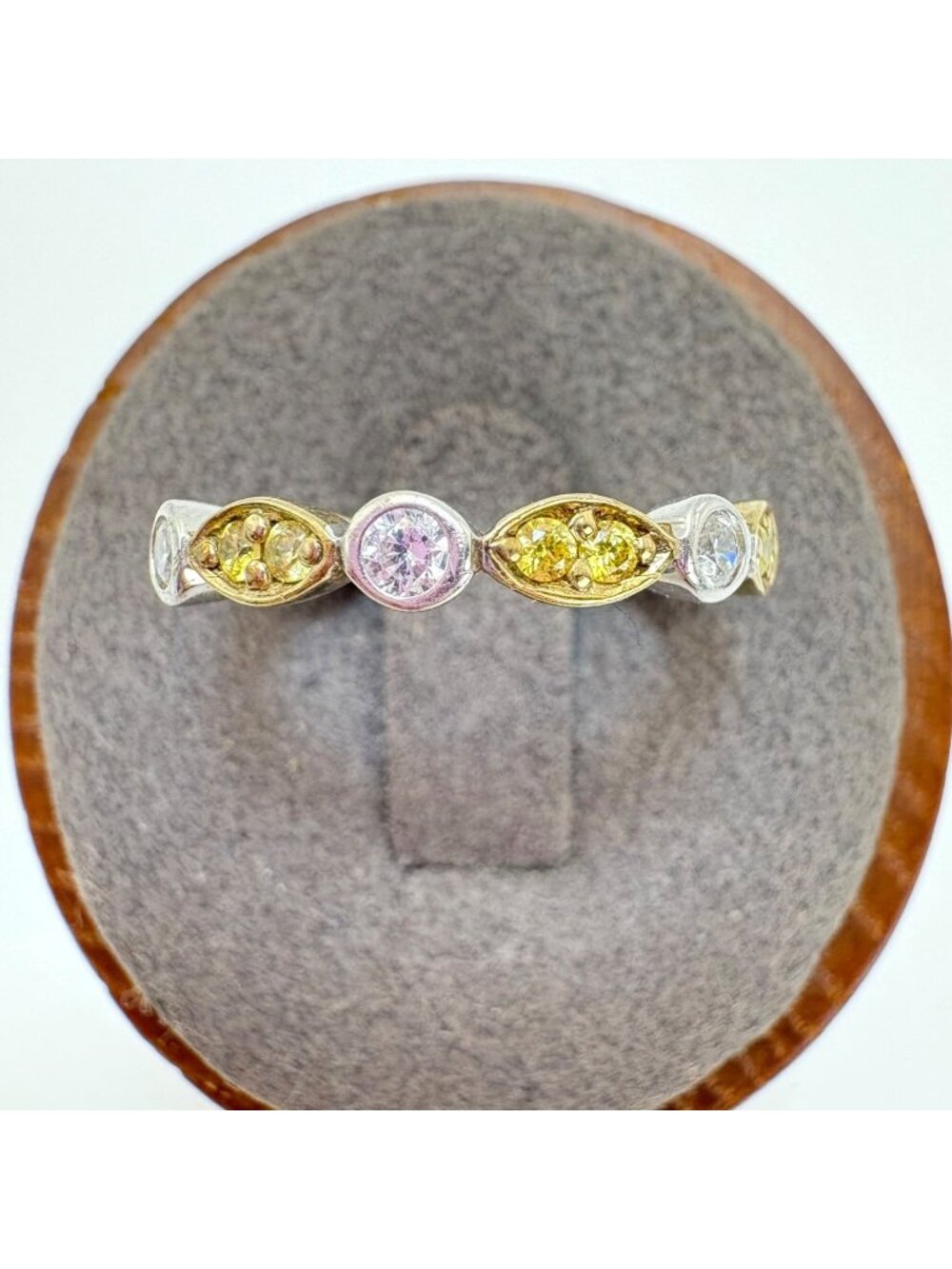 Yellow & White Cubic Zirconia and Sterling Silver 925 Anniversary Band Size 7